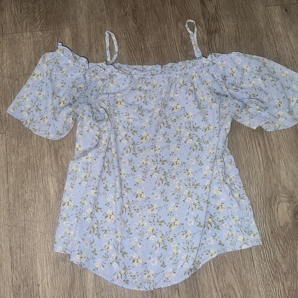 Hippie Rose Light Blue Floral Blouse